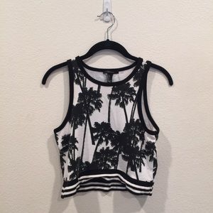 Black and white palm tree tank